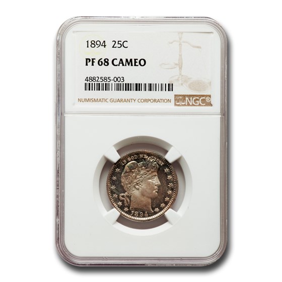 1894 Barber Quarter PF-68 Cameo NGC 1894 Barber Quarter PF-68 Cameo NGC